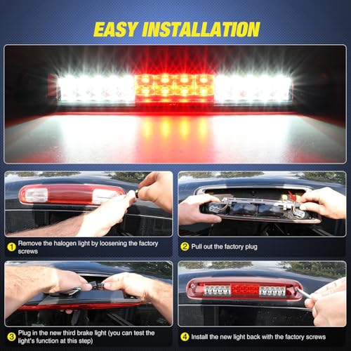 Image of Nilight Third Brake Light for Chevy GMC 1500 2500 3500HD 1999-2006, Red