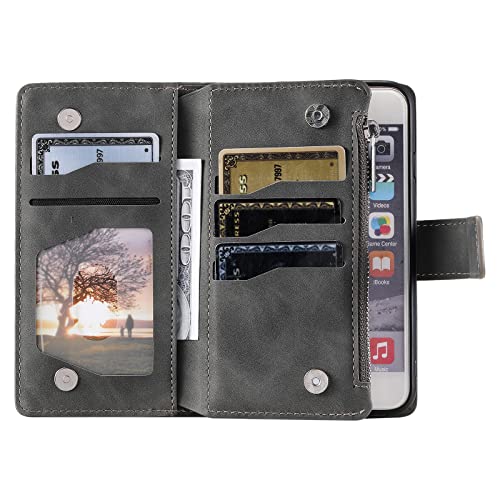 VEEMOS Wallet Case for iPhone 13 Mini Flower Flip Case Protective Leather Folio Book Phone Cover with Card Slots Kickstand Zipper Pocket - Image 4
