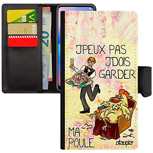 Étui iPhone SE 2022 humour violet avec rangement carte pour sorties légères