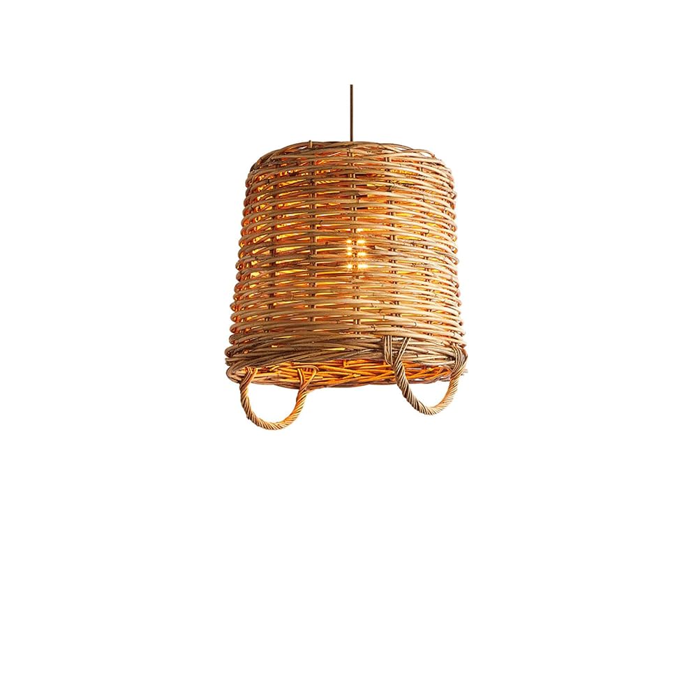 LYMSXAZOU Modern Bamboo Woven Pendant Light 14.1" Dome Coastal Hand-Woven Lampshade 3 Bohemian Rattan Ceiling Hanging Lights for Farmhouse Living Dining Room Coffee Retro Fixtures