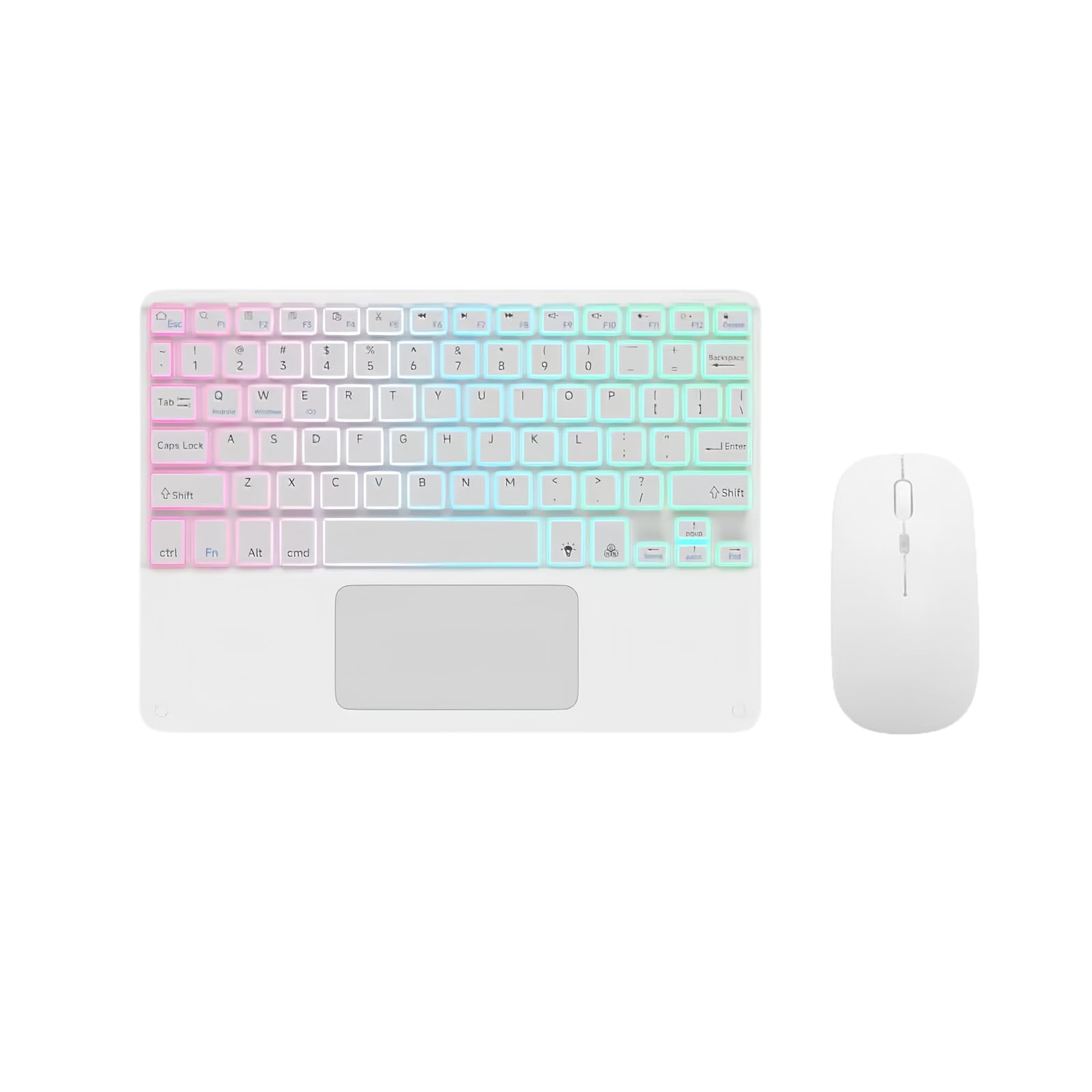 Ultra-Slim Bluetooth Keyboard with Built-in Touchpad and Mouse Portable Mini Wireless Keyboard Rechargeable 7-Color Backlit for Apple iPad iPhone Samsung Tablet iPhone Smartphone iOS Android Windows