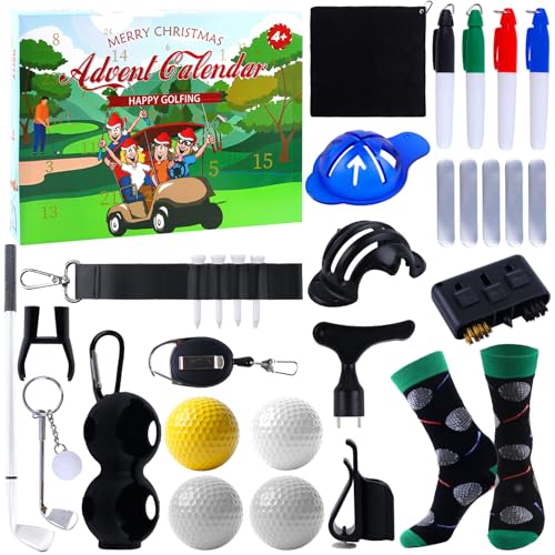 Adventskalender 2025 Männer Golf, Kreative Golf Adventskalender 2025, Praktisch Funktionalität Countdown Kalender Weihnachten, 24 Tage Golf Zubehör...