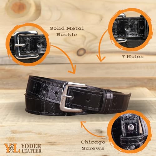 Image of Yoder Leather Company Genuine Handmade Eel Skin Leather Belt