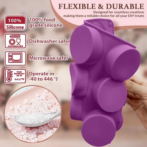Image of HKNMTT Silicone Round Cookie Mold, 4 PCS Candy Chocolate Moulds, 12-Cavity Cylinder Non-Stick Food Grade BPA Free Moulds for Making Handmade Soap Mini Cake Jelly Brownie Pudding Jello