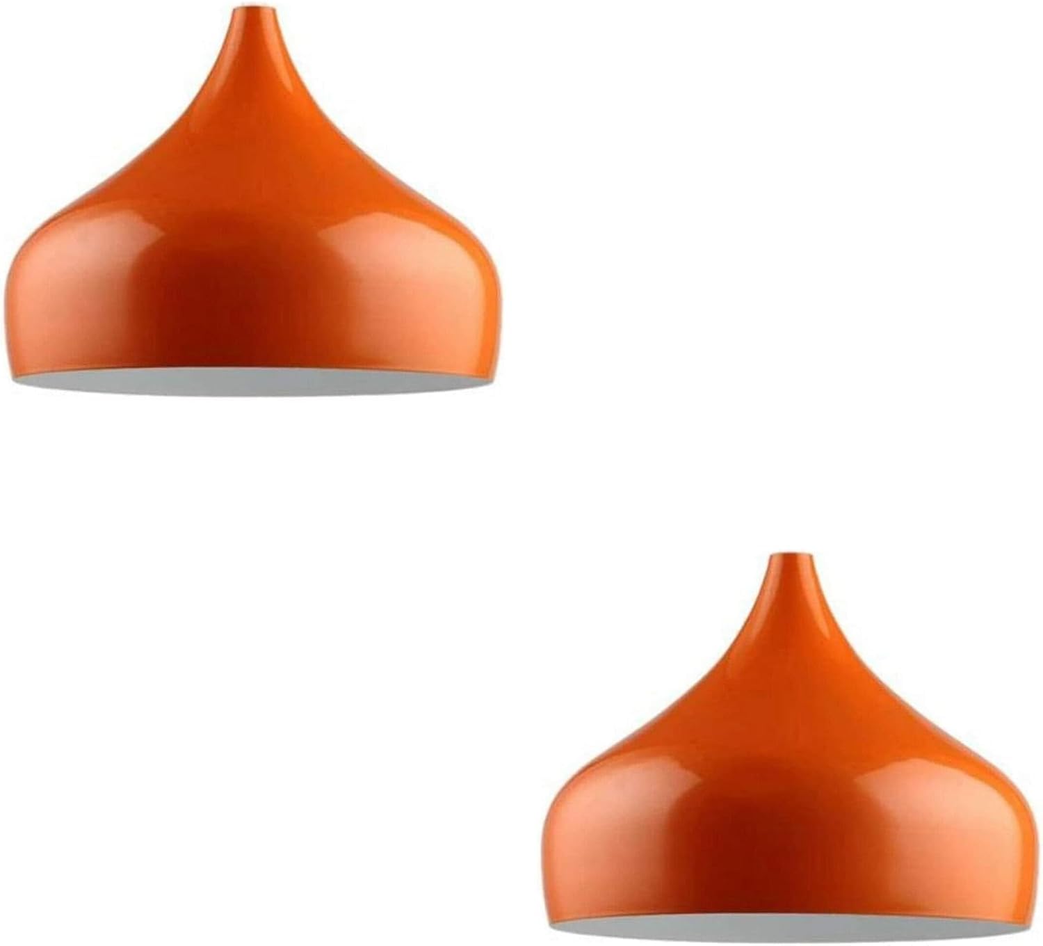 LEDSone Modern 31.5 cm Lampshade Ceiling Light Shade Metal Lampshade Fitting White Inner Pendant Lamp Light Shade Lamp Shades for Living Room Office (Orange - 2 Pack)