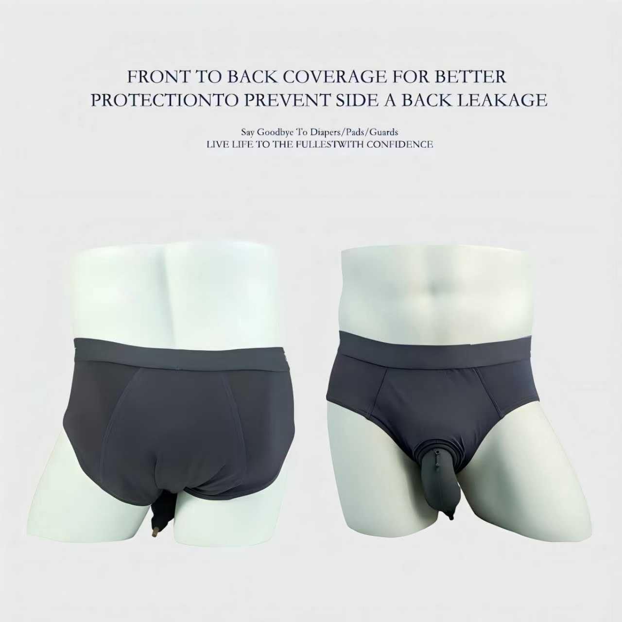 Incontinence Underwear for Men - Washable Mens Incontinence Briefs, Urine Bags for Men, Reusable Incontinence Protective Briefs Large