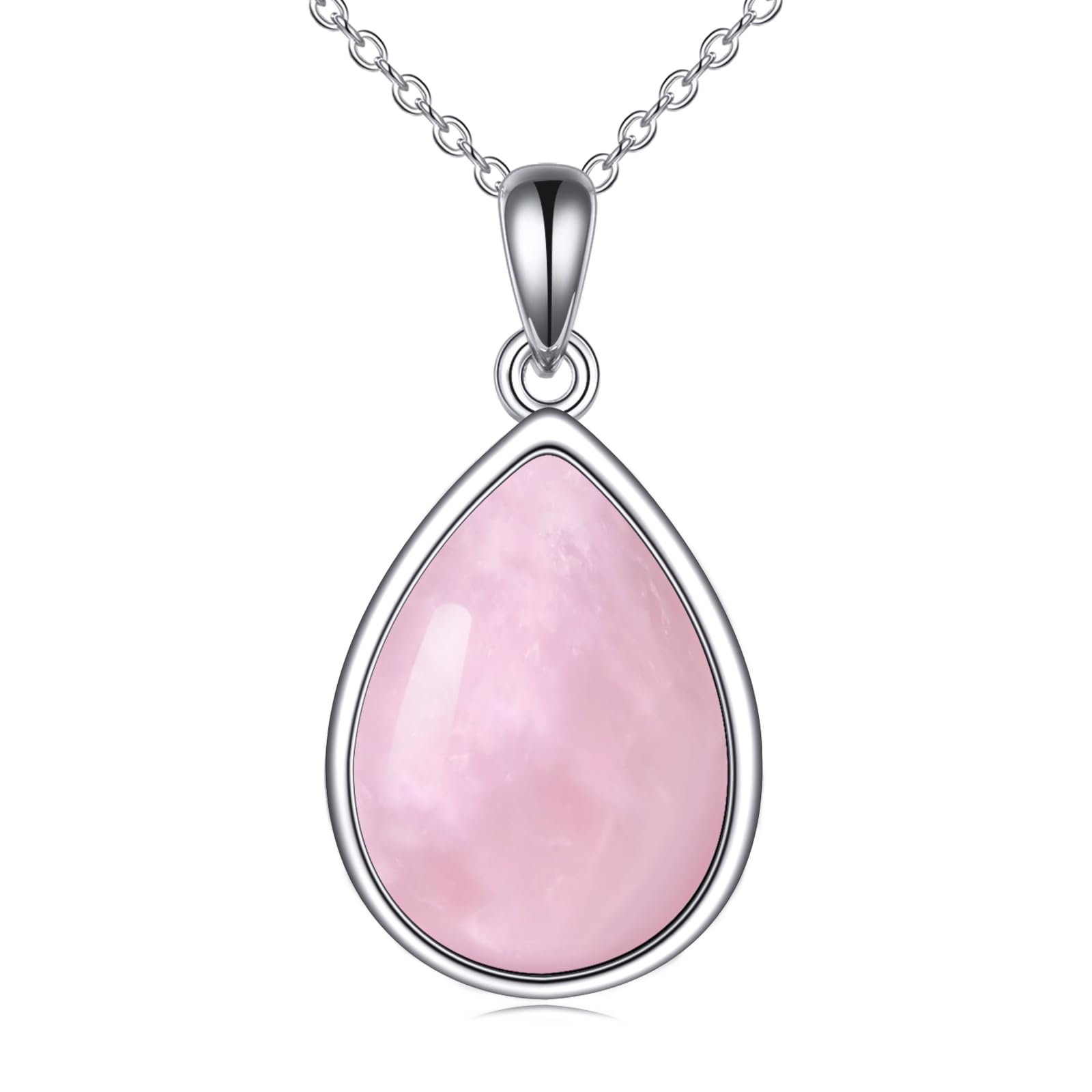 Halskette aus Larimar/Mondstein/Bernstein/Labradorit/Opal/Malachit/Türkis/Rosenquarz/Lapislazuli/Schwarzer Onyx für Damen, 925er-Sterlingsilber, tropfenförmiger Schmuck, Geschenke für Mädchen
