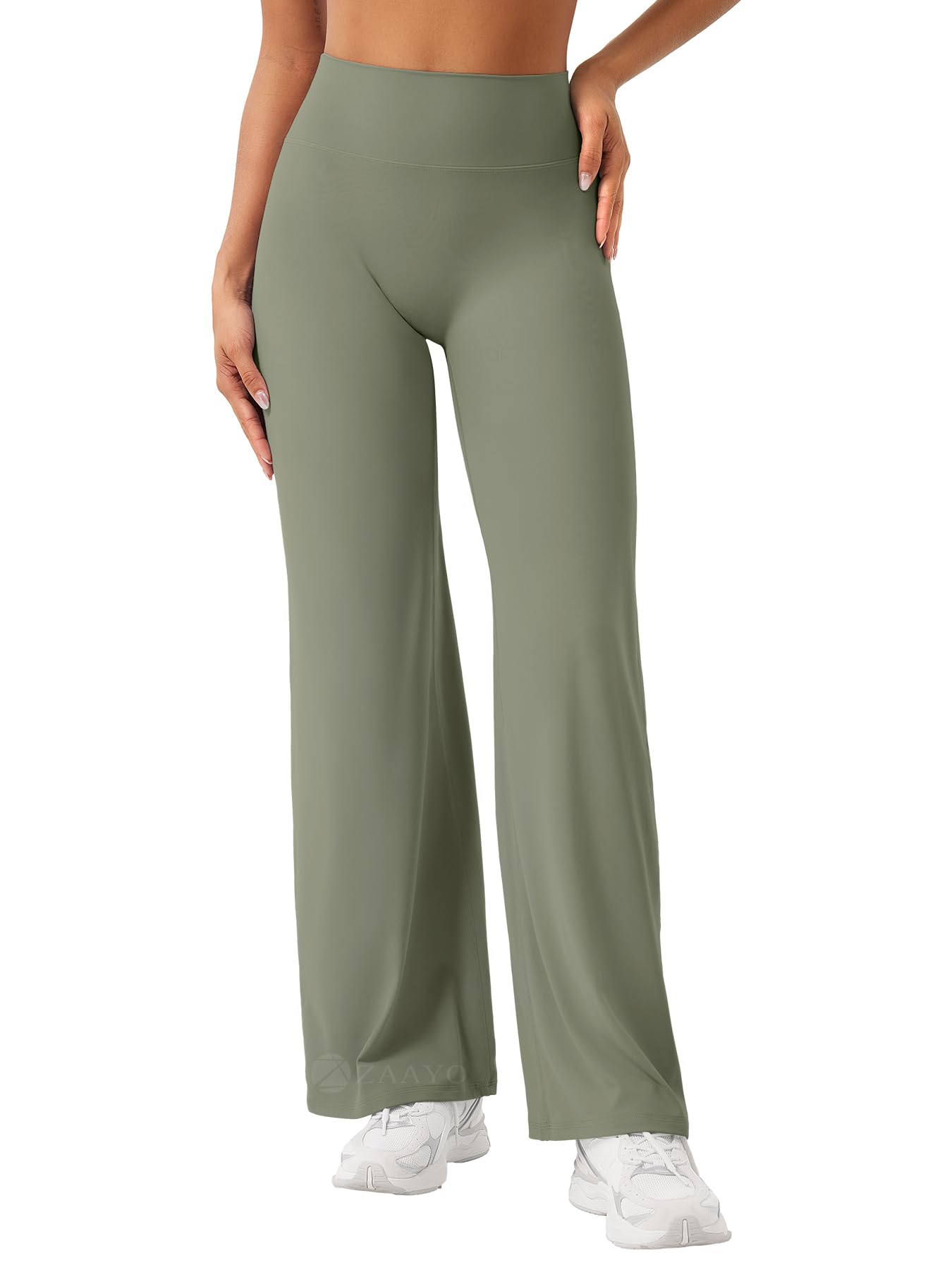 ZAAYO Nahtlose Straight Leggings Damen Hohe Taille Flared Leggings Yoga Hosen Sport Yoga Legging Damen Gym Yoga Pants Schlaghose-Regular/Lang/Extra Lang