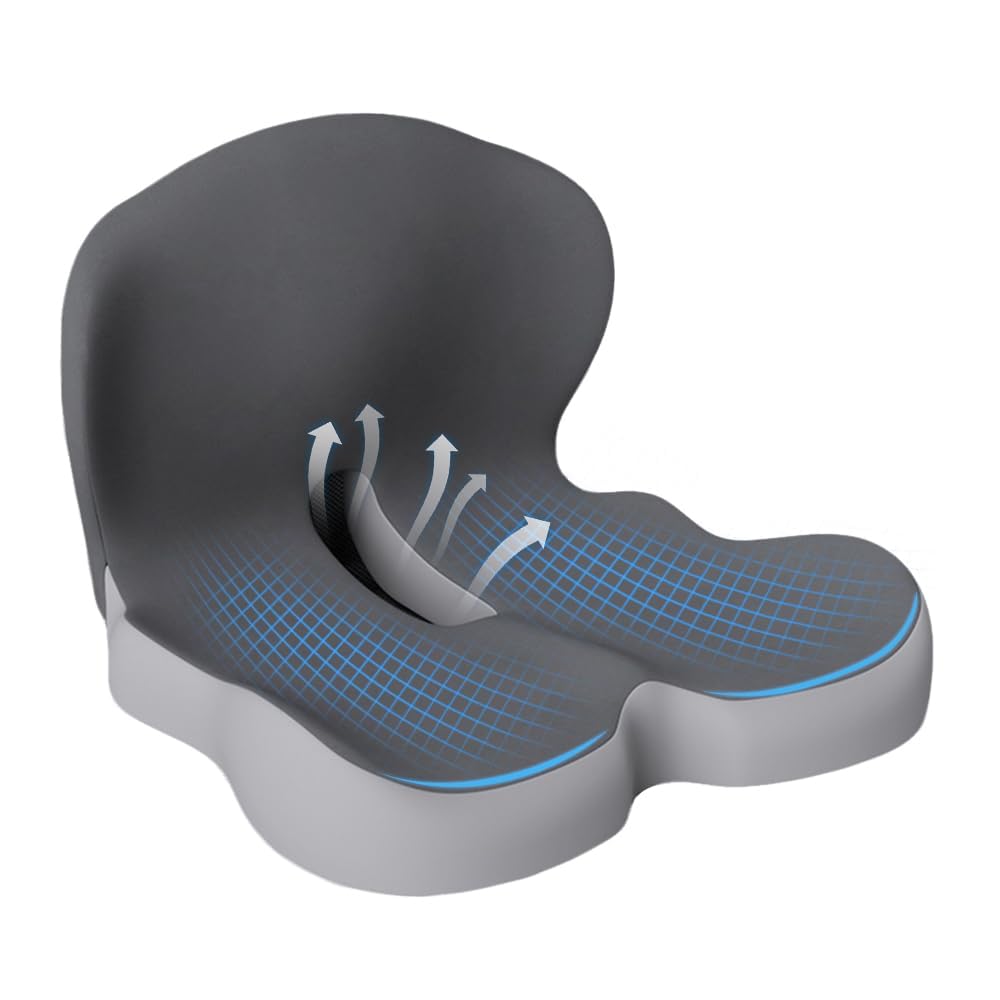 Coussin ergonomique en mousse mémoire pour siège, soutien sciatique et coccyx