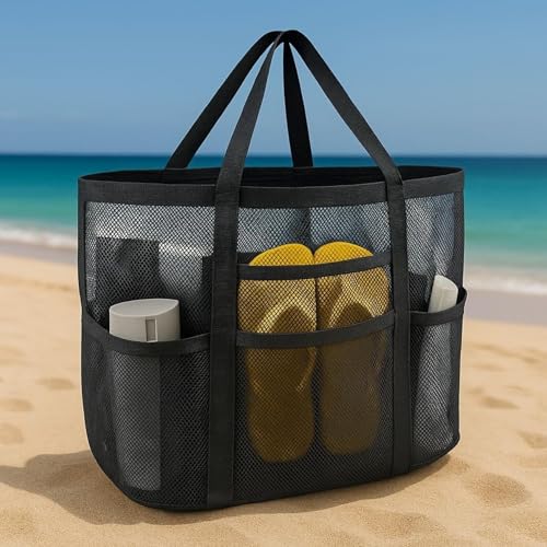 Large Capacity Travel Beach Bag,Beach Pocket For Men Women Washable Tote Bag,Foldable Lightweight Travel Bag2