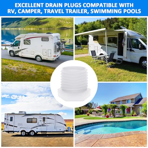 Image of 12pcs Replacement Atwood 91857 11630 Drain Plugs RV Camper Travel Trailer Water Heater Drain Plug Kit, Atwood Water Heater Parts 1 /2 inch RV Hot Water Heater Drain Plug White Plastic