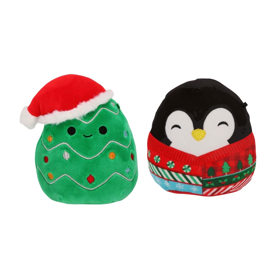 Squishmallow Perfect Pairs - Set of 2 Squishmallows - Collect Them All (Carol Xmas Tree Santa & Luna Penguin 4.5 Set)