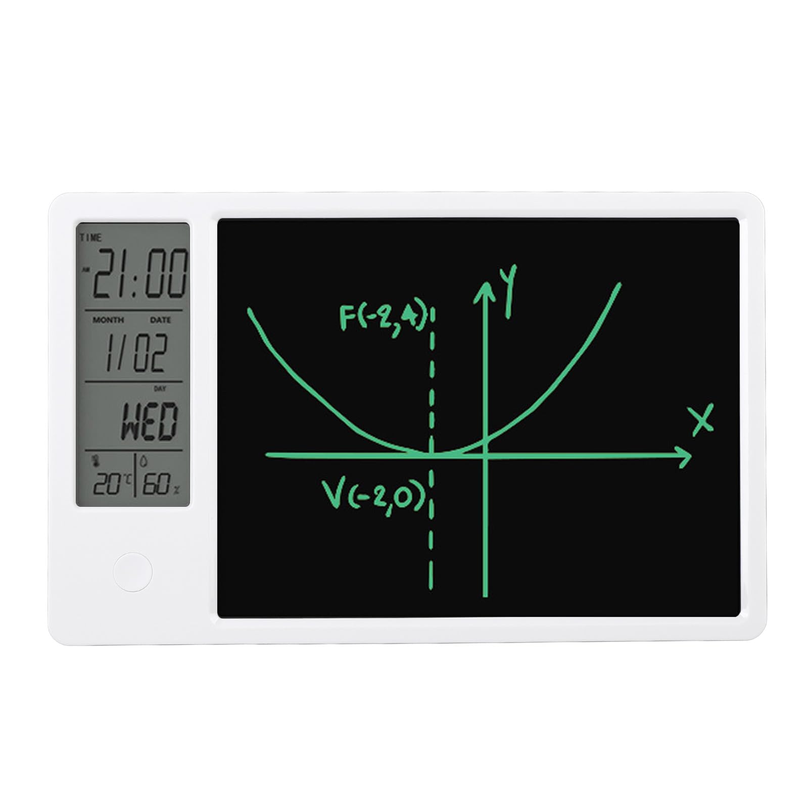 Digital Calendar Planner Tablet 9.5" LCD Writing Board Eye-Caring Temp & Humidity Display Alarm Foldable Stand Stylus USB-C Cable Office Home