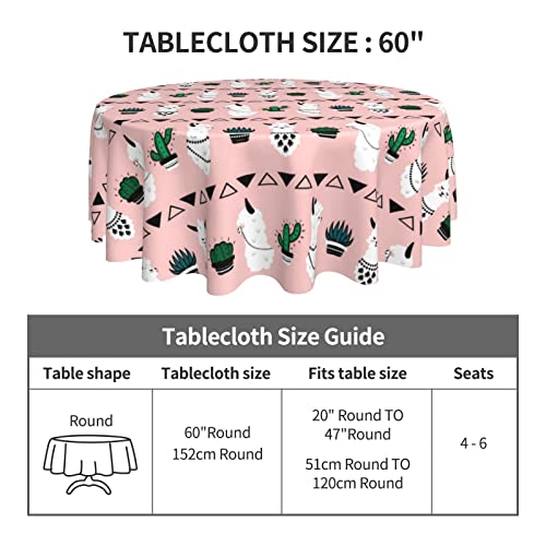 Alpaca Table Cloth Round Table Cover Wrinkle Resistant Waterproof Tablecloth 60 Inch Washable For Kitchen Party Picnic Pink3 #TOP1