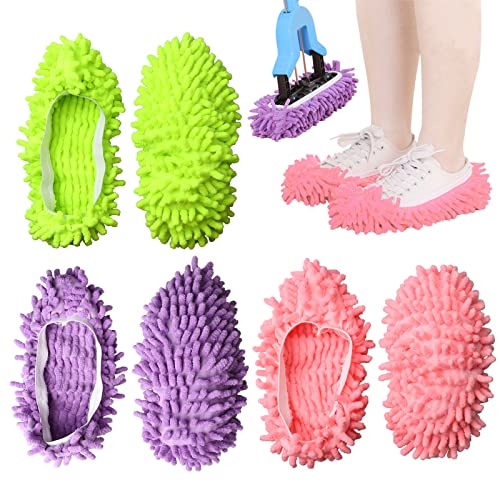 pengxiaomei 3 Pairs/ 6PCS Mop Slippers Microfiber Dust Mop Shoes Multifunction Floor Cleaning Shoe Covers Hair Cleaner Foot Socks Caps