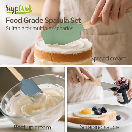 Silicone Spatula Set, Food Grade Rubber Spatula-4 Piece Nonstick Rubber Spatulas, Spoonula, Jar Scraper for Cooking, Baking, Mixing, Frosting - Heat Resistant Up to 600°F (4 Pcs Spatula Colorful) by SiypWok - Image 3
