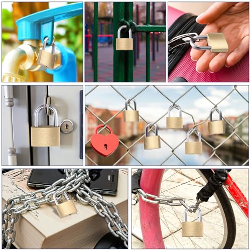Yaocom Solid Brass Keyed Padlock, Small Padlocks Keyed Alike Yellow Gym Lock, Strong Padlock with Key for Luggage Toolbox(24 Pcs,25mm) by Yaocom - Image 7