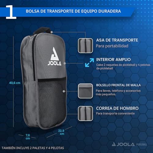 Miniatura 3 de Joola Set De Pickleball Blue Lightning Incluye 2 Palas, 4 Pelotas Y Bolsa, Ideal Para Jugadores Recreativos, Ben Johns, 7 Piezas