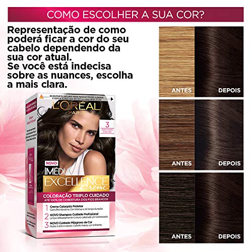 Coloração Imédia Excellence, L'Oréal Paris, Castanho Escuro, Coloração Imédia