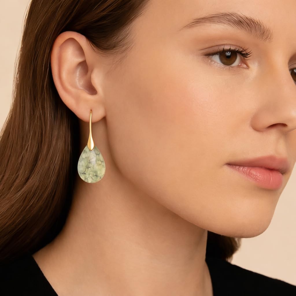 Gempires Gemstone Drop Dangle Earrings for women – Hypoallergenic Earrings with Labradorite, Tiger Eye, Rainbow Moonstone, Amazonite, Green Onyx, Amethyst, Rose Quartz,... - Image 3