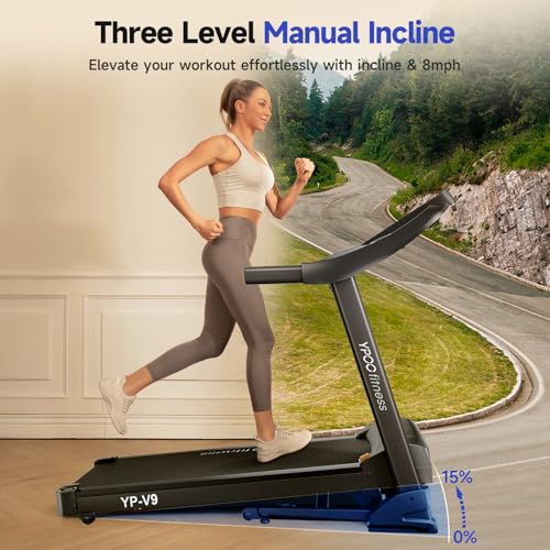 Image of YPOO Treadmills for Home Use, Walking Pad Treadmill with Incline, Auto Foldable Treadmills for Home, 8.0 MPH Running Treadmill with Bluetooth Enabled, 300 lbs User Capacity
