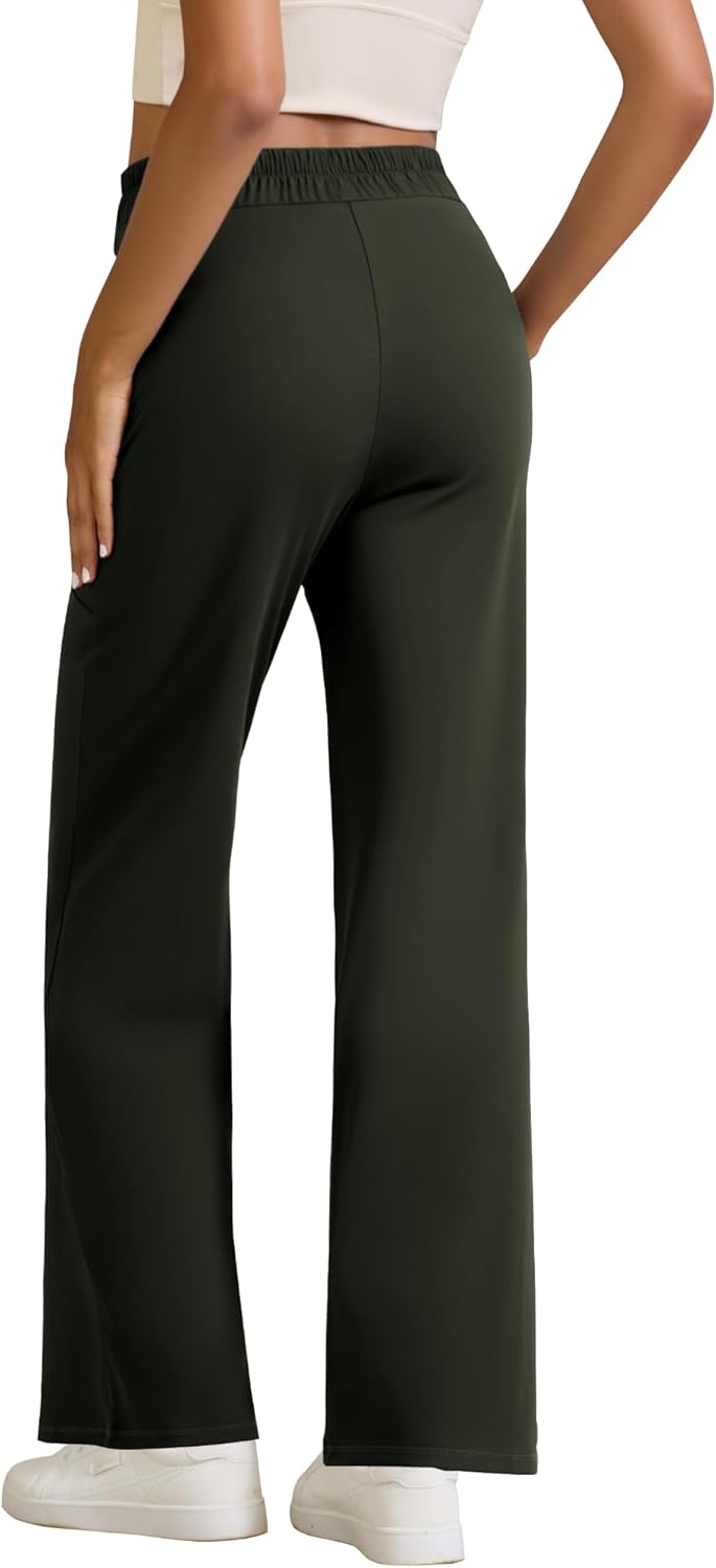 Women's High Waist Dress Pants Side Pockets Wide Leg Work Trousers Elastic Stretchy Casual Slacks - Image 4