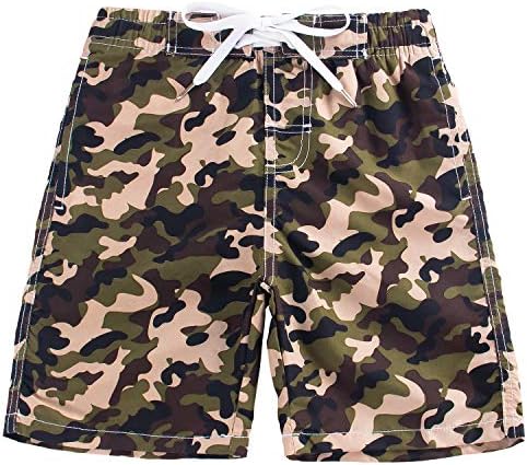 Kute 'n' Koo Boys Swim Trunks, Quick Dry Boys Boardshorts, Boys Bathing Suit Sizes from 2T to 18/20 Camo (Green)
