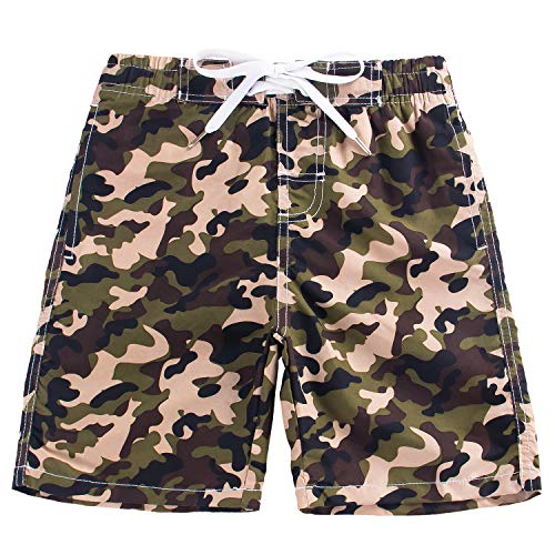 Kute 'N' Koo Boys Swim Trunks, Quick Dry Boys Boardshorts, Boys Bathing Suit Sizes From 2T To 18/20 Camo (Green) #TOP3