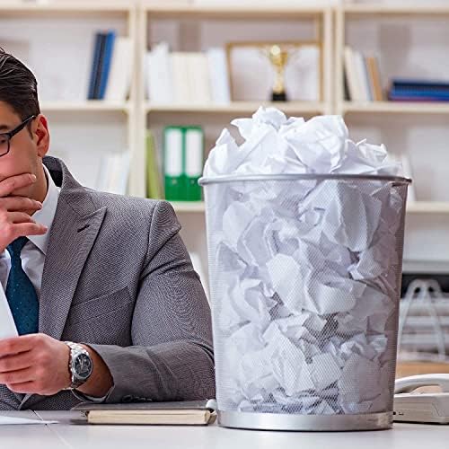 St@llion Silver Metal Mesh Waste Paper Bin Wastebasket Trash Can Circular Garbage Bin for Office, Living Rooms, Bedrooms