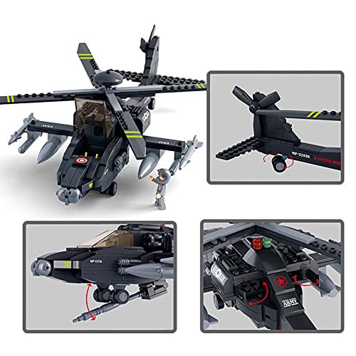 Sluban Military Blocks Army Bricks Toy - Ah-64 Apache Helicopter,293 Pieces #TOP2