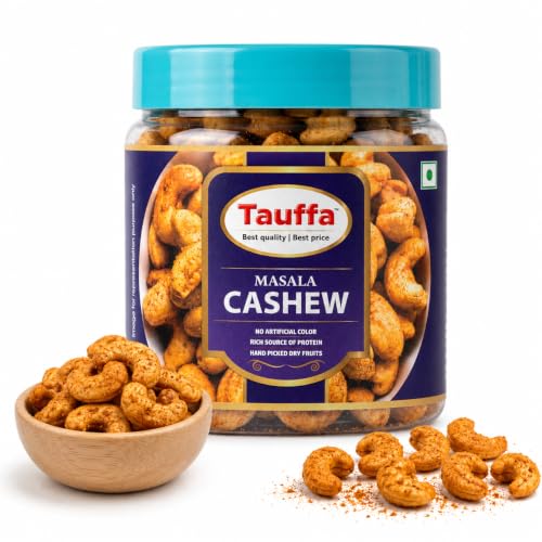 Image of Tauffa Masala Cashews 250g | Roasted Whole Kaju with Desi Masala | Crunchy Spicy Kaaju Nuts | Ready-to-Eat | No Added Oil or Colours