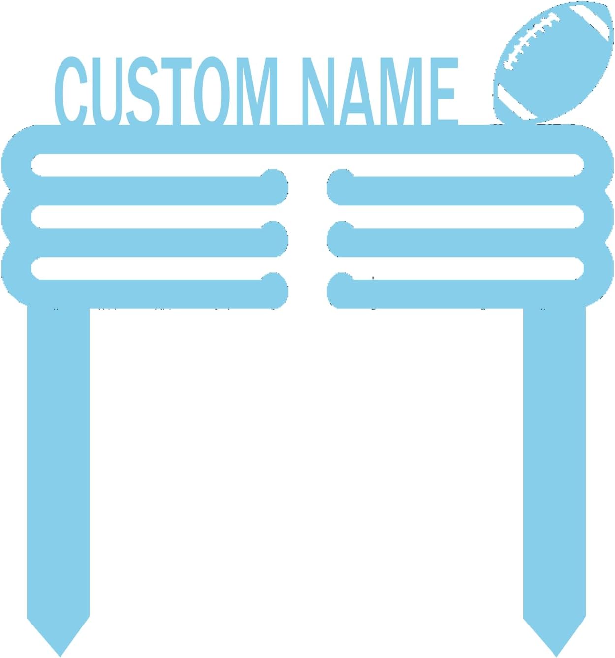 Personalized Football Medal Holder Metal Garden Stake (Sky Blue) 270