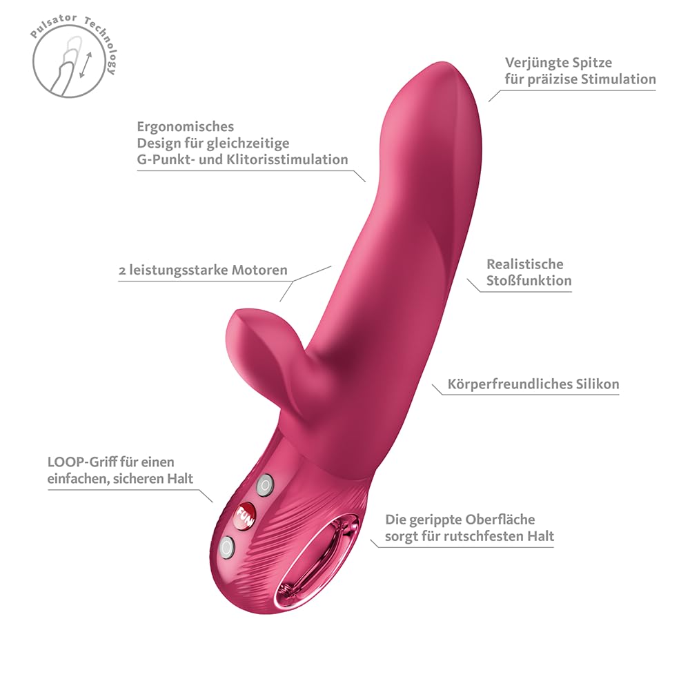 Fun Factory Bi Stronic Arc | vibromasseur rabbit à va-et-vient pour femmes | poussée & stimulation clitoridienne | pulsateur double | Étanchéité IPX7 | USB-C