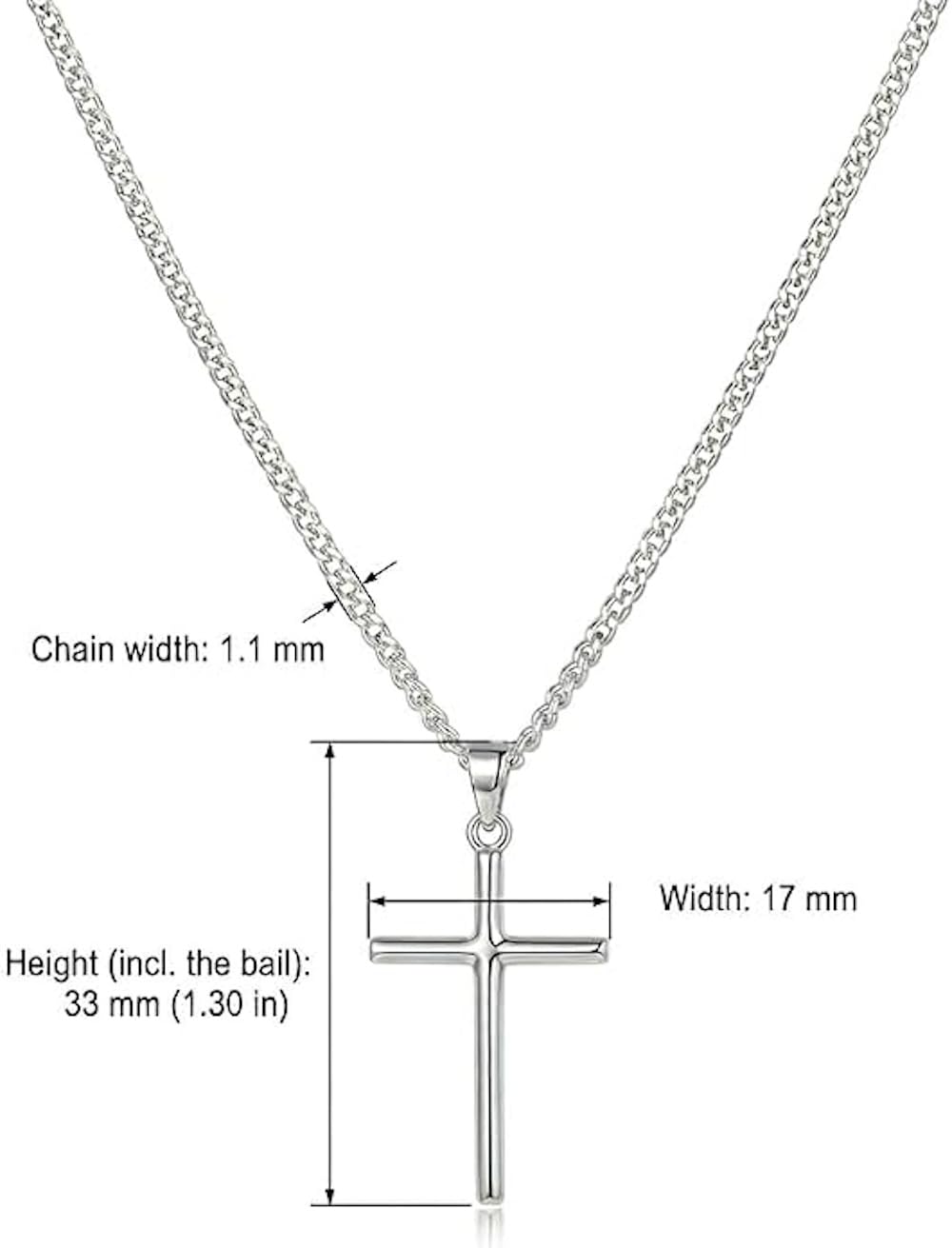 silverzone77 Kreuz Halskette 925 Sterling Silber Unisex – Klassisches Design, Panzerkette, für Damen und Herren