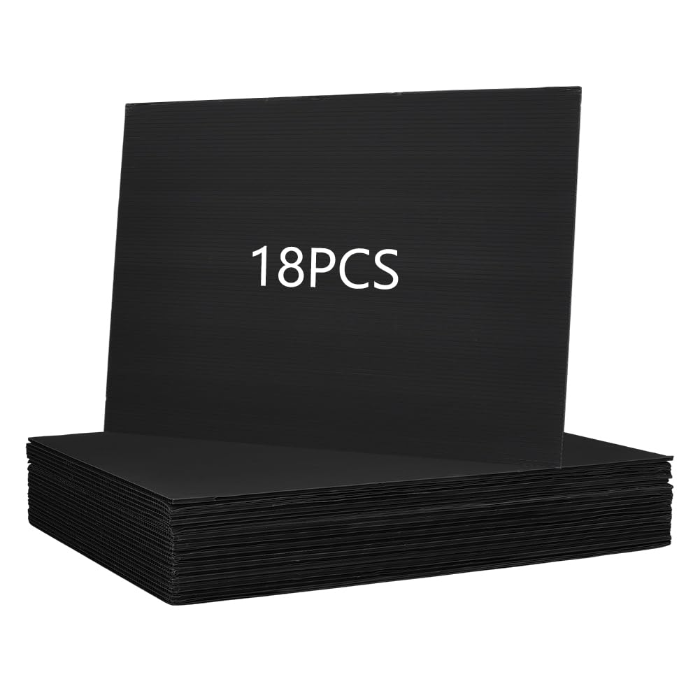 OLYCRAFT 18Pcs Black Poster Board for Art Crafts Blank Yard Signs 40x30cm Corrugated PP Sheets Foam Poster Board Outdoor Corrugated Plastic Boards Durable Waterproof Sign for Yard Birthday Party Signs