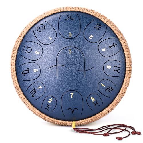 Steel Tongue Drum 12 Inch 13 Notes, C Major 440 Hz Handpan Drum for Adults, Kids, and Beginners, Meditation Gift, with Music Book, Mallets and Carry Bag (Navyblue) by stngun - Used condition - Image 7