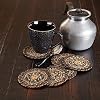 VHC Brands Espresso Coasters Brown Black Tan Jute Blend Round Circle Set of 6 Coasters