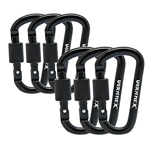 VORNNEX 6PCS Aluminum D Ring Locking Carabiner D Shape Super Light wiregate Carabiner Keychain Clip for Hammock