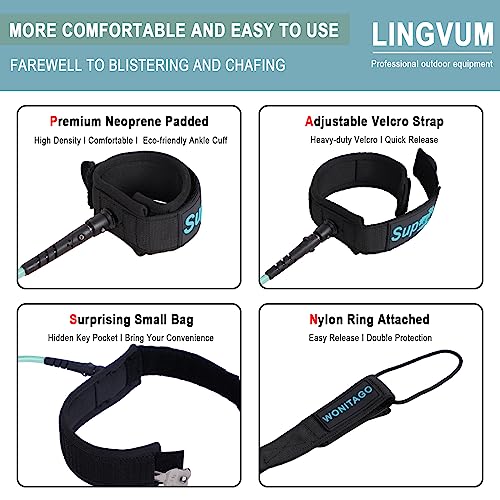 Lingvum SURF LEASH-GW Coiled Sup Leash Premium Stand Up Paddle Board Leg Rope Wrist Strap Surfboard Leash thumb #3