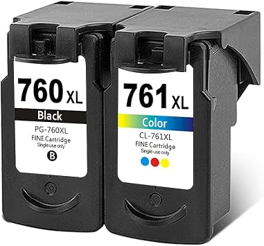 Remanufactured for Canon PG-760XL CL-761XL Ink Cartridges Replacement for 760XL 761XL for Canon Pixma TS5370 Printer 1 Black 1 Tri-Color