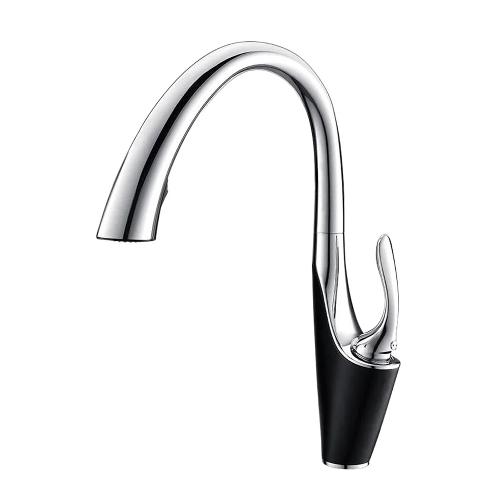 CZYWKDDPP Kitchen Tap, Pull Out Faucet, Deck Mounted Stream Sprayer Nozzle Hot Cold Mixer Taps(Black Chrome)