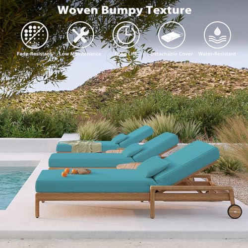 Sundale Outdoor Olefin Chaise Lounge Cushion, Water-Resistant Patio Lounge Chair Cushion, Thick Lounger Pad with 4 Straps Teal, 72 x 21 x 6 Inches by Sundale Outdoor - Image 7
