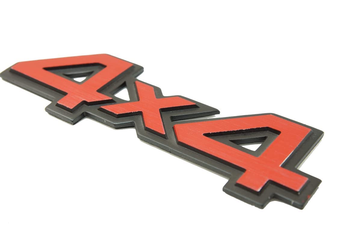 CarOxygen 4x4 Emblem Badge Nameplate 3D Car Sticker Decal Replacement Aluminum Metal, Emblem Badge Decal for, All Cars 14x4.5x0.5CM (Universal) Pack of 1 (Red)