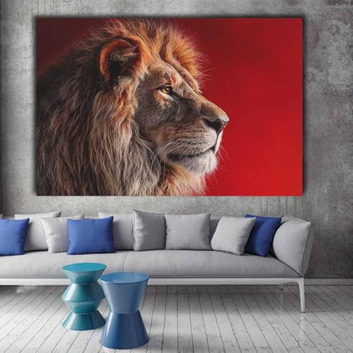 Impression sur toile lion abstrait marron 70x100cm pour decoration murale salon