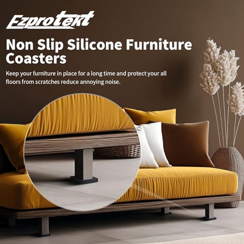 Image of Ezprotekt Non Slip Furniture Pads, 4 Pcs 2.5 inch Rubber Caster Cups, Anti Skid Furniture Coasters for Hardwood Floors, No Slide Furniture Gripper, Floor Protector for Bed Couch Furniture Stoppers (Black)