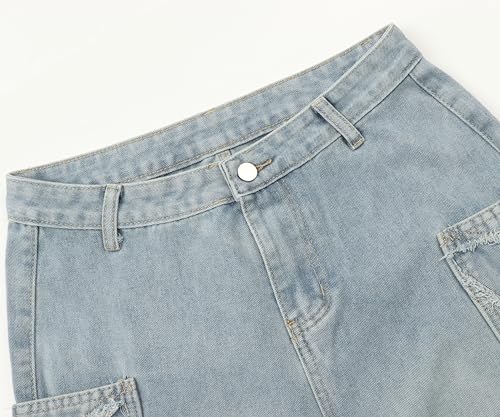 Womens Baggy Y2k Jeans Star Patch Denim Pants Big Pocket Cargo Jeans Vintage High Waist Jeans3