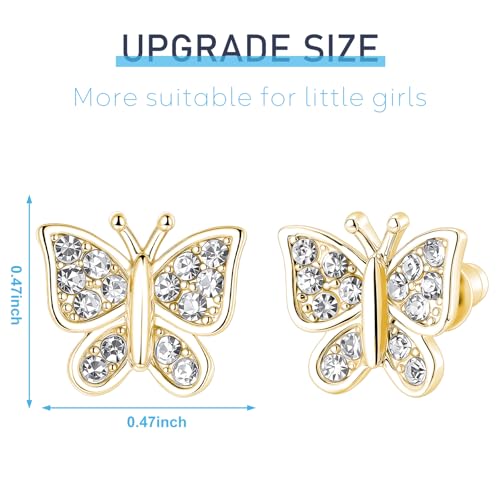 Image of Crystal Butterfly Earrings,Inlaid with Zirconia,Hypoallergenic Children's Diamond Silver Earrings,Birth Gift Birthday Valentine's Day Mother's Day Graduation Gift