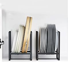 MosQuick® 2Pcs Big & Small Plate Stand, Utensil Stand, and Dish Rack - Essential Utensil stand for kitchen and Efficient Plate stand for kitchen bowl stand for kitchen Perfect Bartan stand -Black