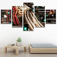 SIGNWIN 5 Panel Canvas Wall Art Street Lights for Home Decorations Ready to Hang - 60