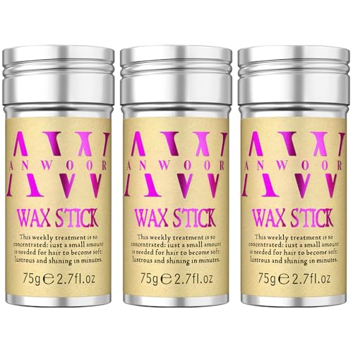 AnWoor Wax Stick for Hair, 3PCS Hair Wax Stick, Hair Gel Stick, Slick Back Hair Stick, Hair Slick Stick for Flyaways, Taming Frizz, Hair Styling Slick Stick for Pomade &amp; No-Greasy
